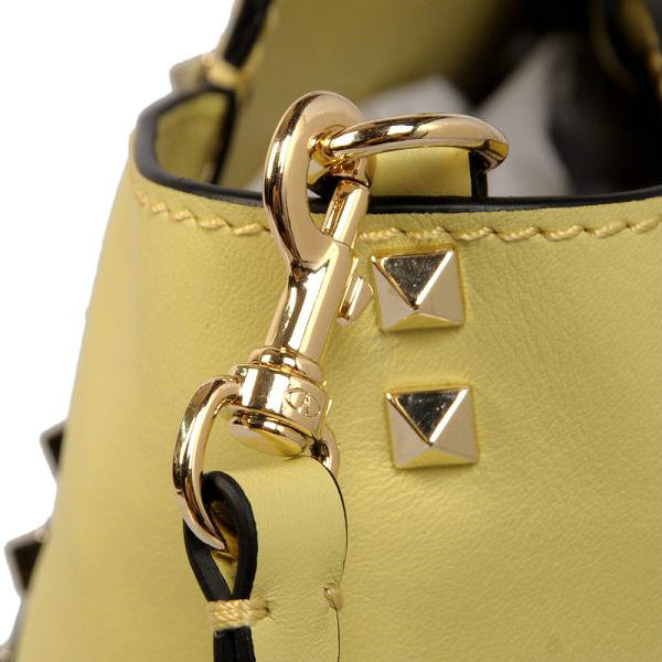 2014 Valentino Garavani rockstud medium tote bag 1917 light yellow - Click Image to Close